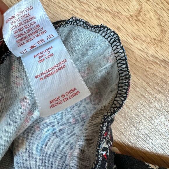 Vintage Bongo Stretch Skirt Juniors XL Black Floral Romantic Maxi Slit Dark - Picture 5 of 5